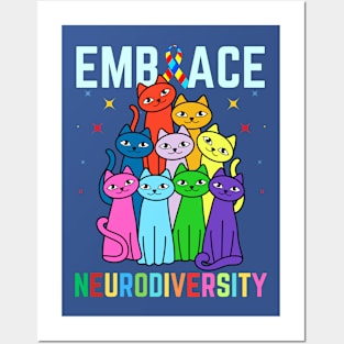 COLORED CATS EMBRACING NEURODIVERSITY Posters and Art